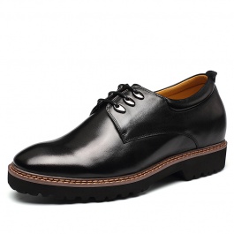 【金墨瑞】时尚商务休闲男鞋舒适内增高皮鞋增高7.5厘米黑色