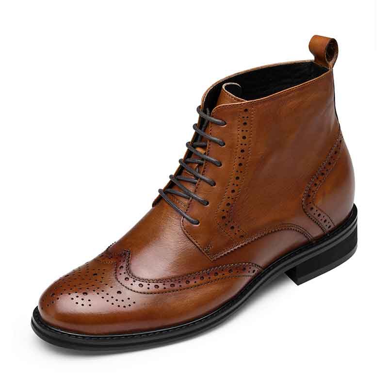 男士内增高鞋 靴子 内增高7CM 棕色 商品货号：H02011B081D【何金昌】