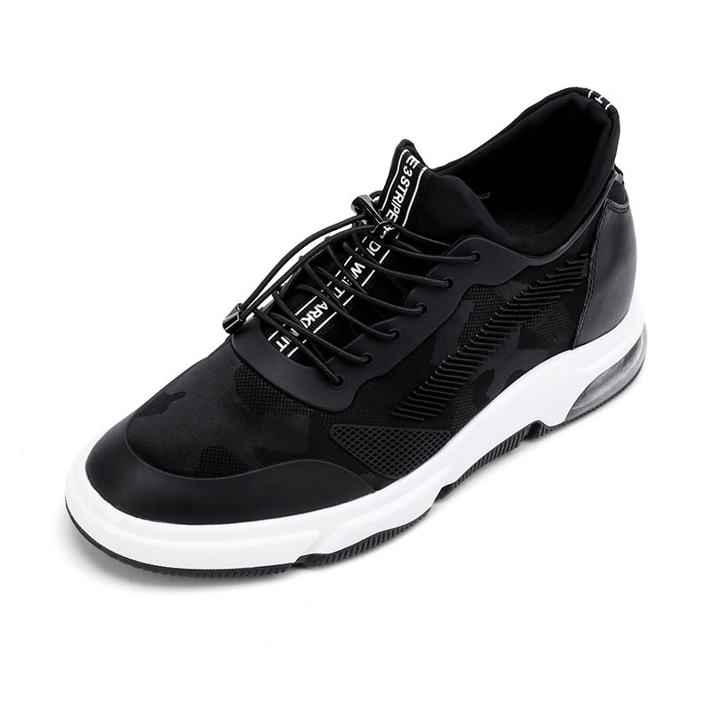 男士内增高鞋 运动鞋 内增高7CM 黑色 商品货号：H1C11K0166D【何金昌】