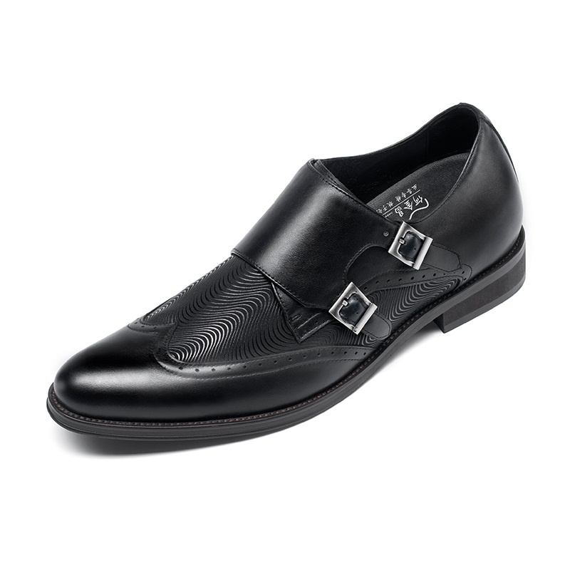 男士内增高鞋 正装鞋 内增高8CM 黑色 商品货号：C2X92B0291D【何金昌】