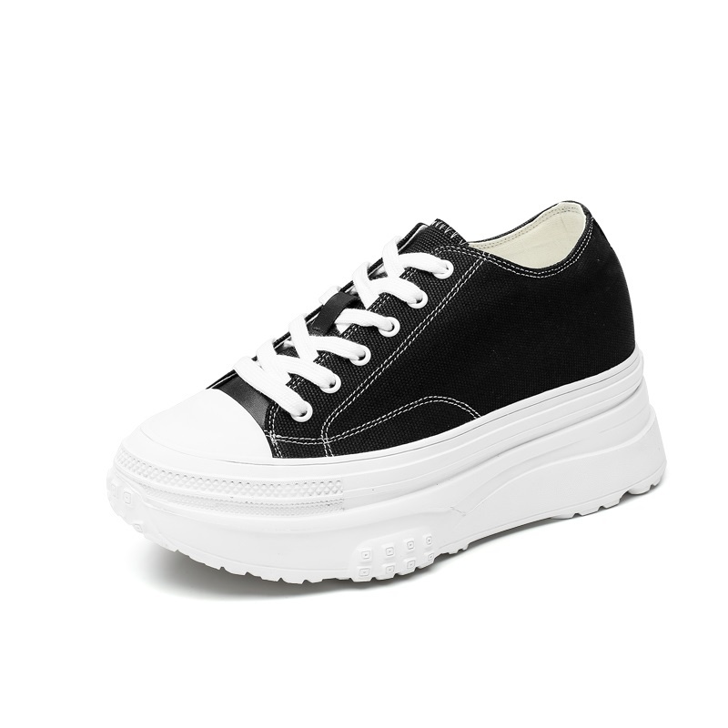 女士内增高鞋 休闲滑板鞋 内增高10CM 黑色 商品货号：W269D4021G10【赫升】